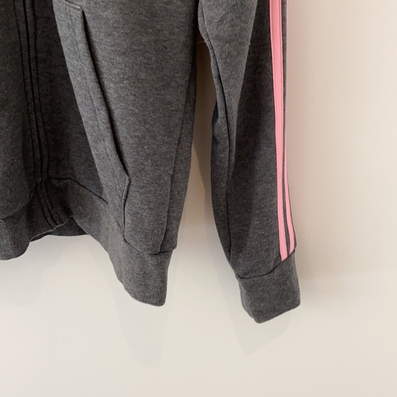 Adidas grey with pink stripe zip hoodie. Ladies Size medium - Picture 3 of 6